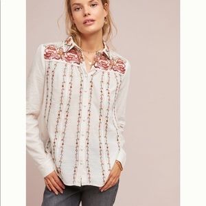 Anthropologie Akemi + Kim Buillon embroidered button down